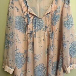 Tommy Hilfiger Blue and Pink Floral Blouse